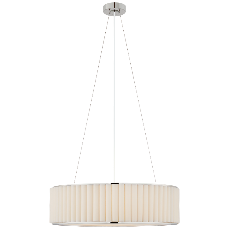 Picture of Palati Large Hanging Shade in Polished Nickel with Linen Shade