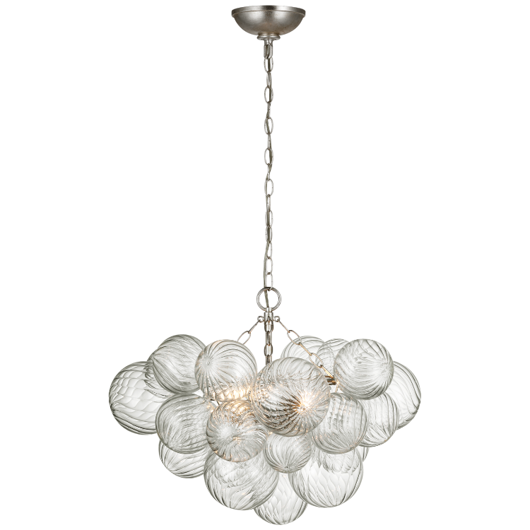 Picture of Talia Small Chandelier in Burnished Silver Leaf and Clear Swirled Glass
