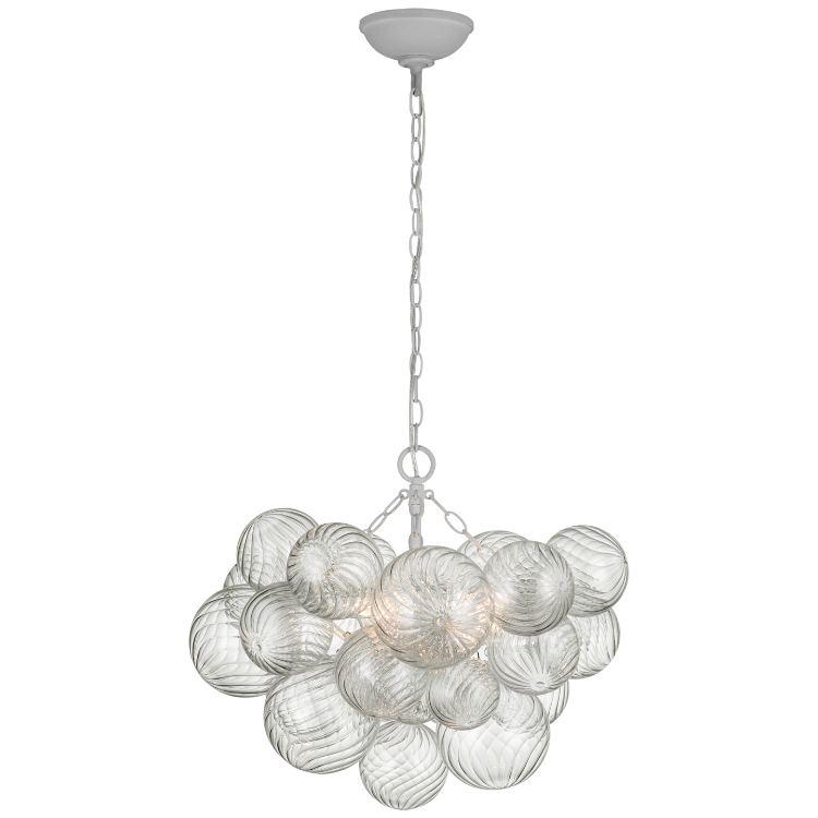 Picture of Talia Small Chandelier in Plaster White and Clear Swirled Glass