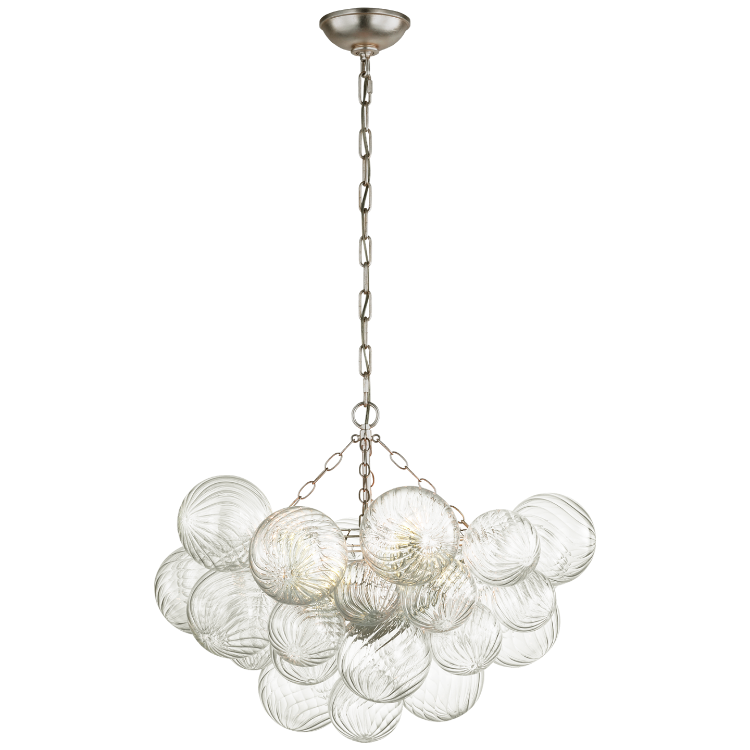 Picture of Talia Medium Chandelier in Burnished Silver Leaf and Clear Swirled Glass
