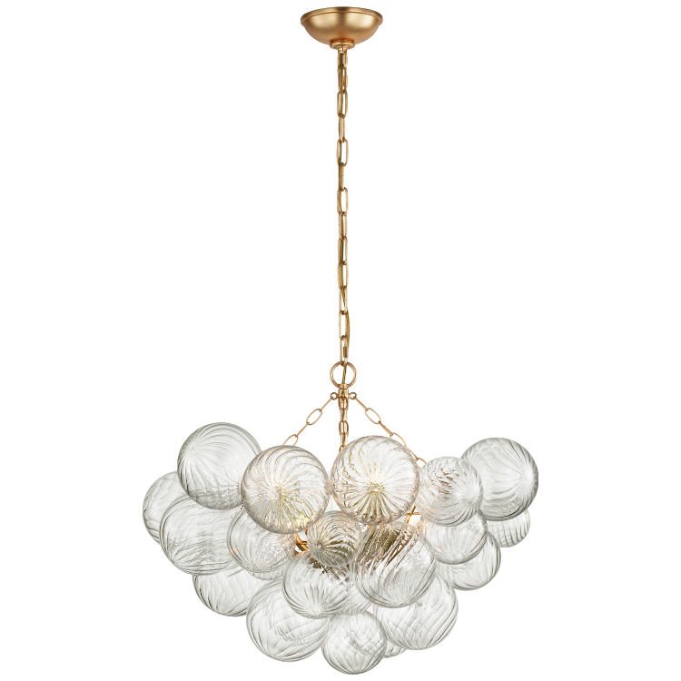 Picture of Talia Medium Chandelier in Gild and Clear Swirled Glass