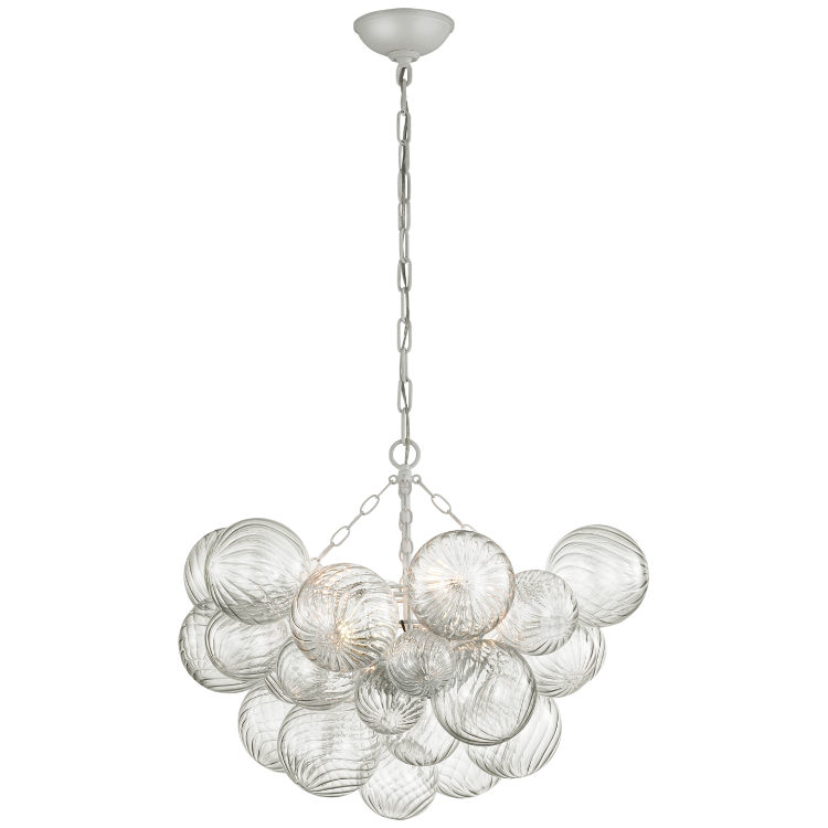 Picture of Talia Medium Chandelier in Plaster White and Clear Swirled Glass