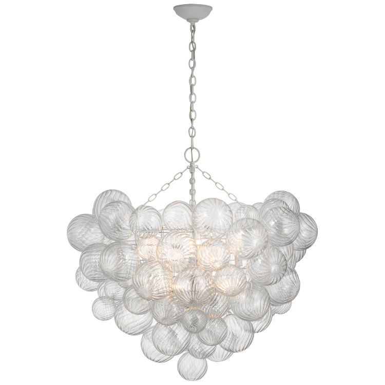Picture of Talia Grande Chandelier in Plaster White with Clear Swirled Glass