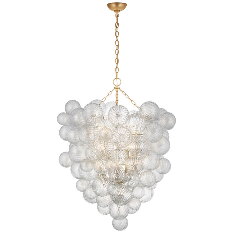 Picture of Talia Grande Entry Chandelier in Gild with Clear Swirled Glass