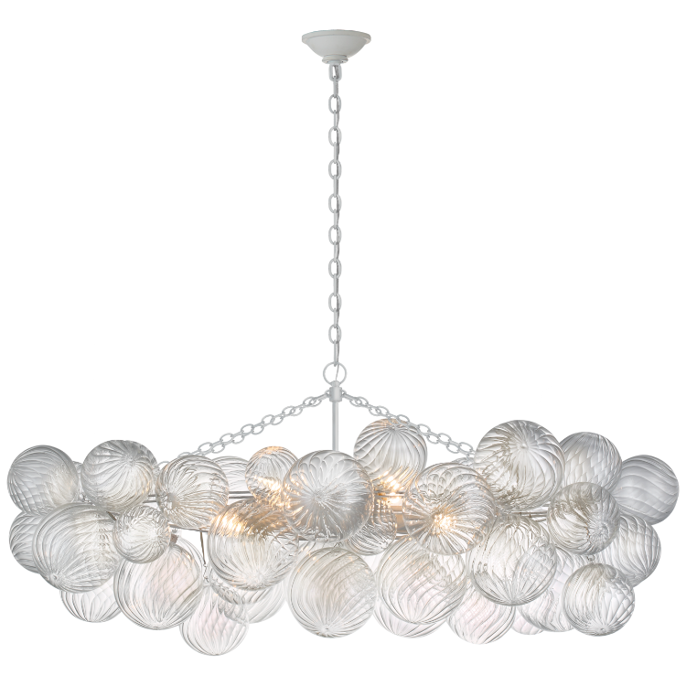 Picture of Talia Medium Linear Chandelier in Plaster White with Clear Swirled Glass