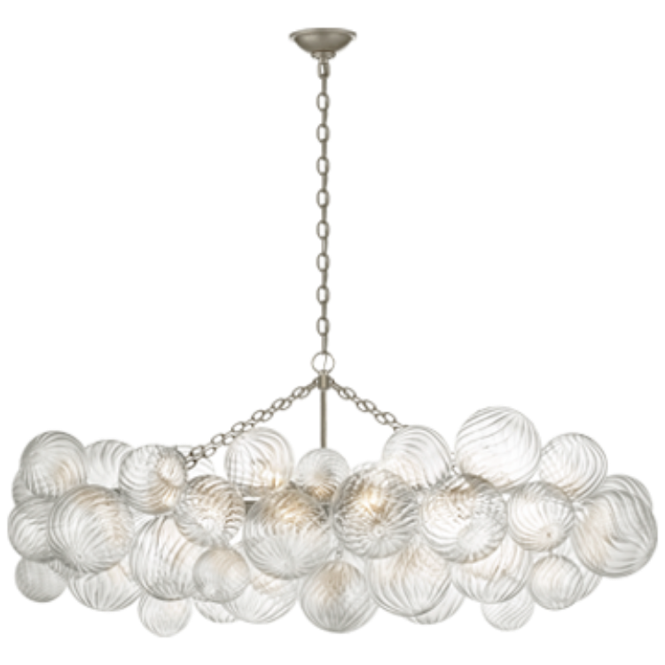 Picture of Talia Medium Linear Chandelier in Burnished Silver Leaf with Clear Swirled Glass