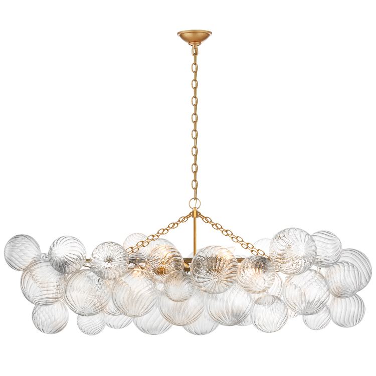 Picture of Talia Medium Linear Chandelier in Gild with Clear Swirled Glass