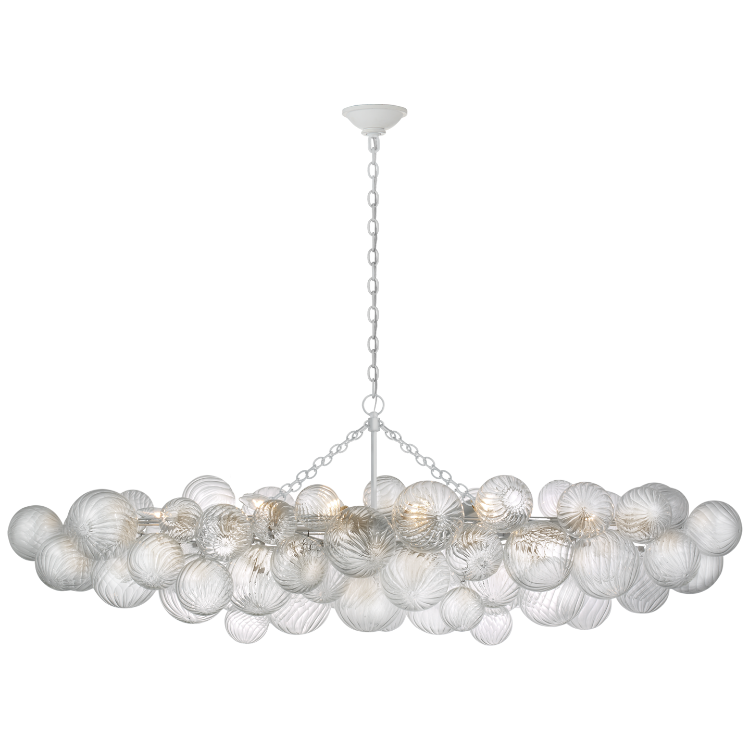 Picture of Talia Large Linear Chandelier in Plaster White with Clear Swirled Glass