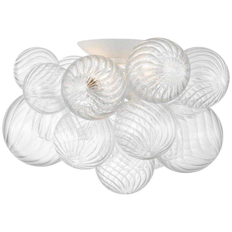 Picture of Talia 20" Flush Mount in Plaster White and Clear Swirled Glass
