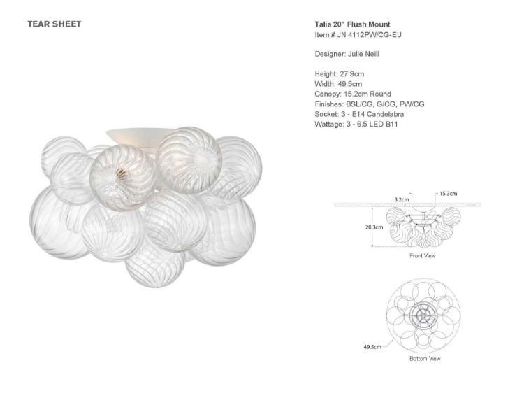 Picture of Talia 20" Flush Mount in Plaster White and Clear Swirled Glass