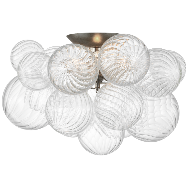 Picture of Talia 20" Flush Mount in Burnished Silver Leaf and Clear Swirled Glass