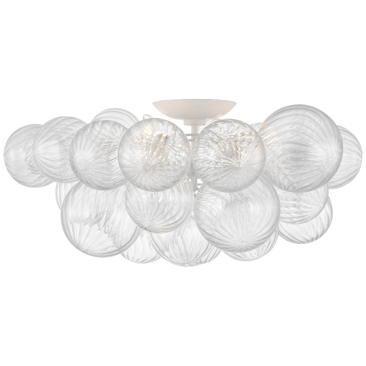 Picture of Talia 25" Flush Mount in Plaster White and Clear Swirled Glass