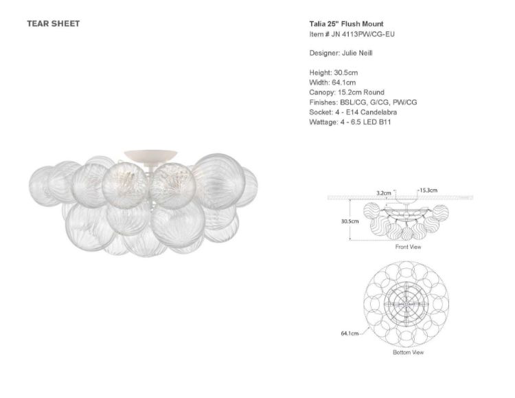 Picture of Talia 25" Flush Mount in Plaster White and Clear Swirled Glass
