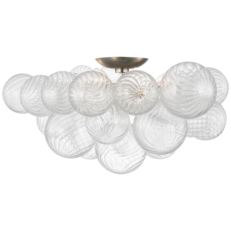 Picture of Talia 25" Flush Mount in Burnished Silver Leaf and Clear Swirled Glass