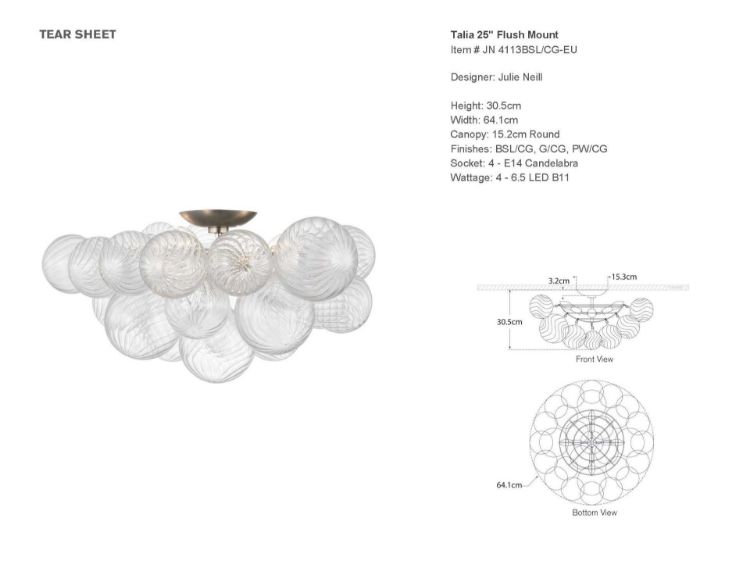 Picture of Talia 25" Flush Mount in Burnished Silver Leaf and Clear Swirled Glass