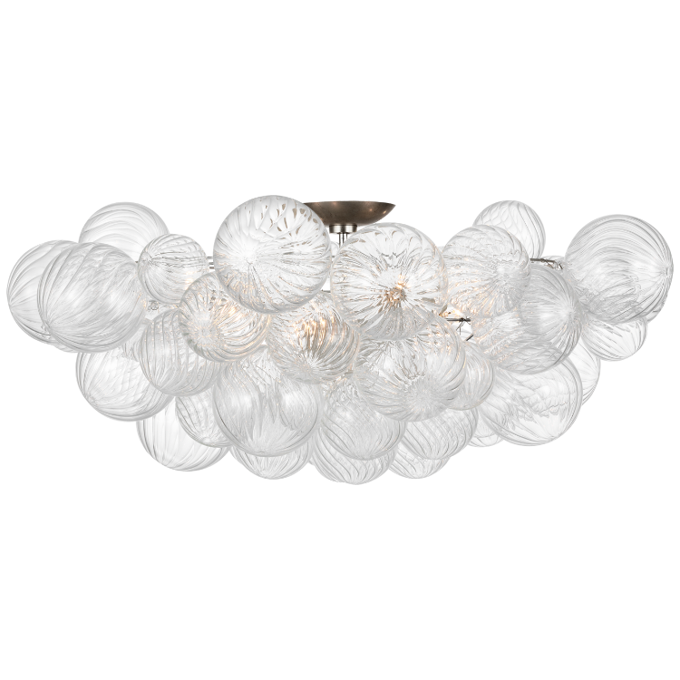 Picture of Talia 38" Flush Mount in Burnished Silver Leaf and Clear Swirled Glass