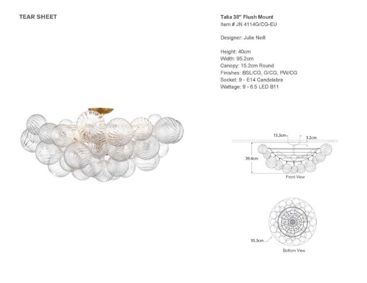 Picture of Talia 38" Flush Mount in Gild and Clear Swirled Glass