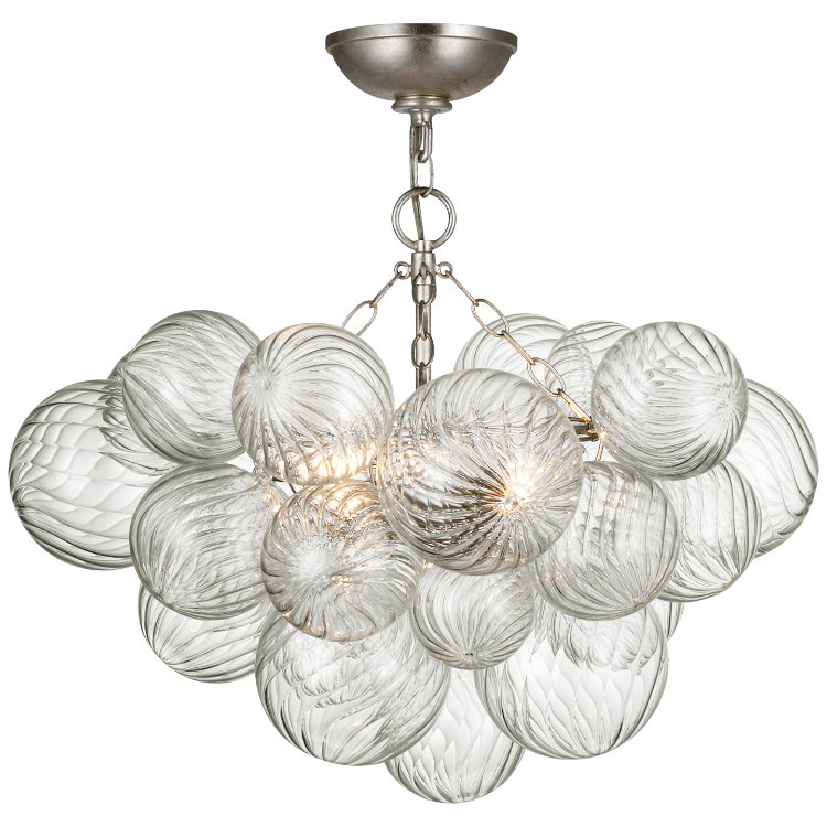 Picture of Talia 24" Semi-Flush Mount in Burnished Silver Leaf and Clear Swirled Glass