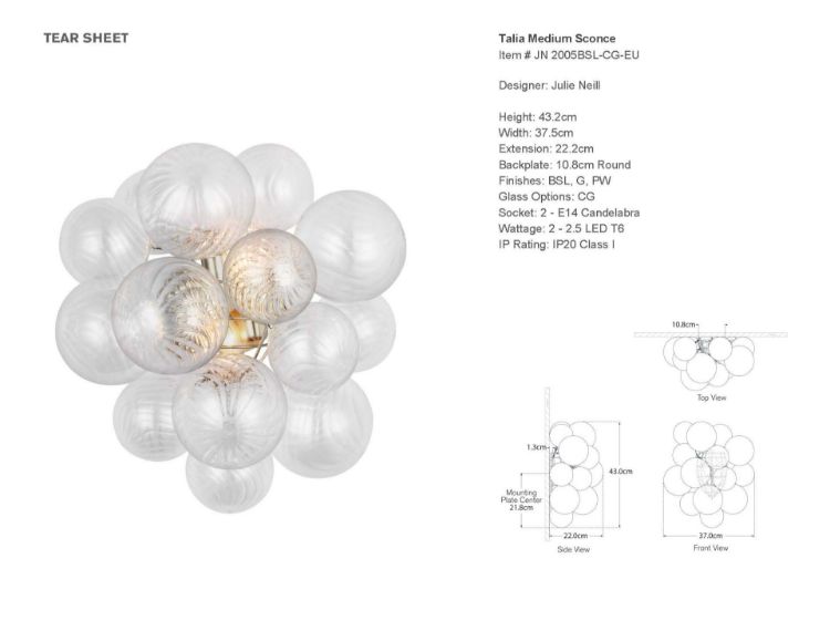 Picture of Talia Medium Sconce in Burnished Silver Leaf with Clear Swirled Glass