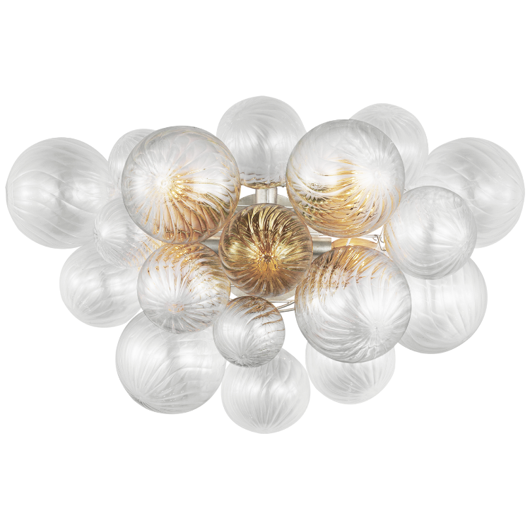 Picture of Talia Large Sconce in Burnished Silver Leaf with Clear Swirled Glass
