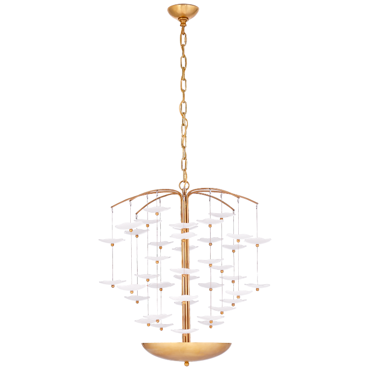 Picture of Leighton Medium Cascading Chandelier in Soft Brass with Cream Tinted Glass