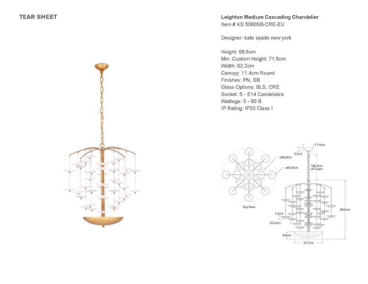 Picture of Leighton Medium Cascading Chandelier in Soft Brass with Cream Tinted Glass