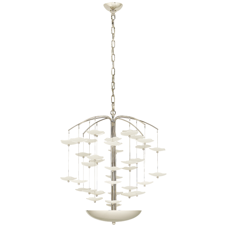 Picture of Leighton Medium Cascading Chandelier in Polished Nickel with Cream Tinted Glass