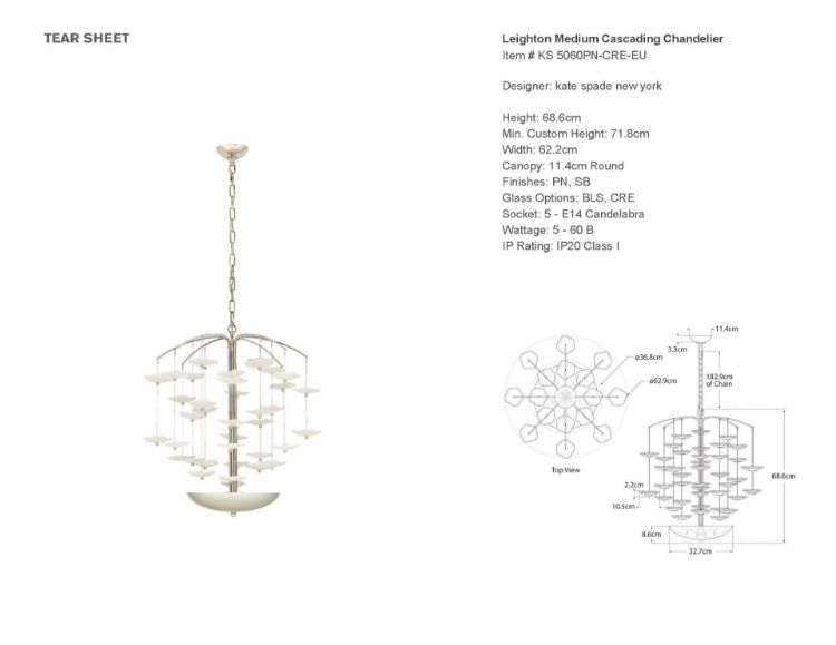 Picture of Leighton Medium Cascading Chandelier in Polished Nickel with Cream Tinted Glass