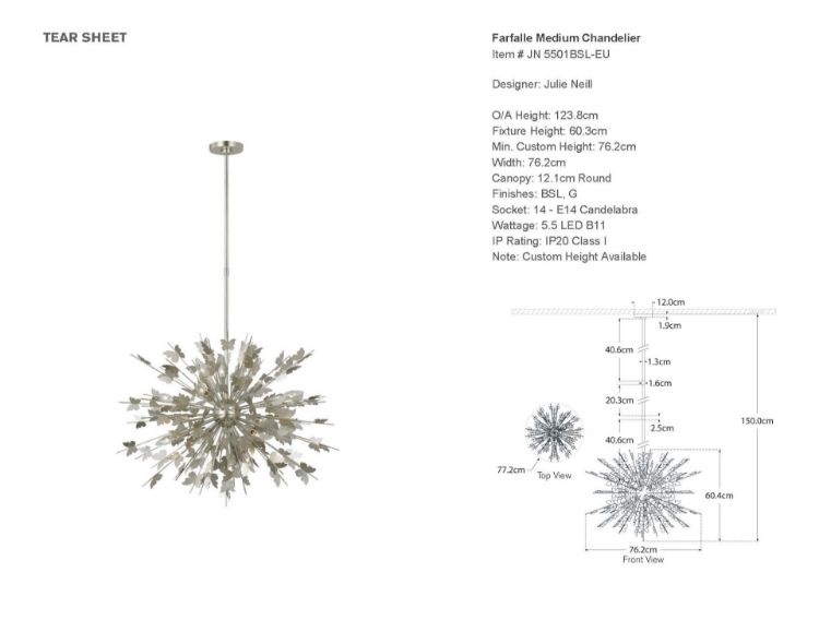 Picture of Farfalle Medium Chandelier in Burnished Silver Leaf