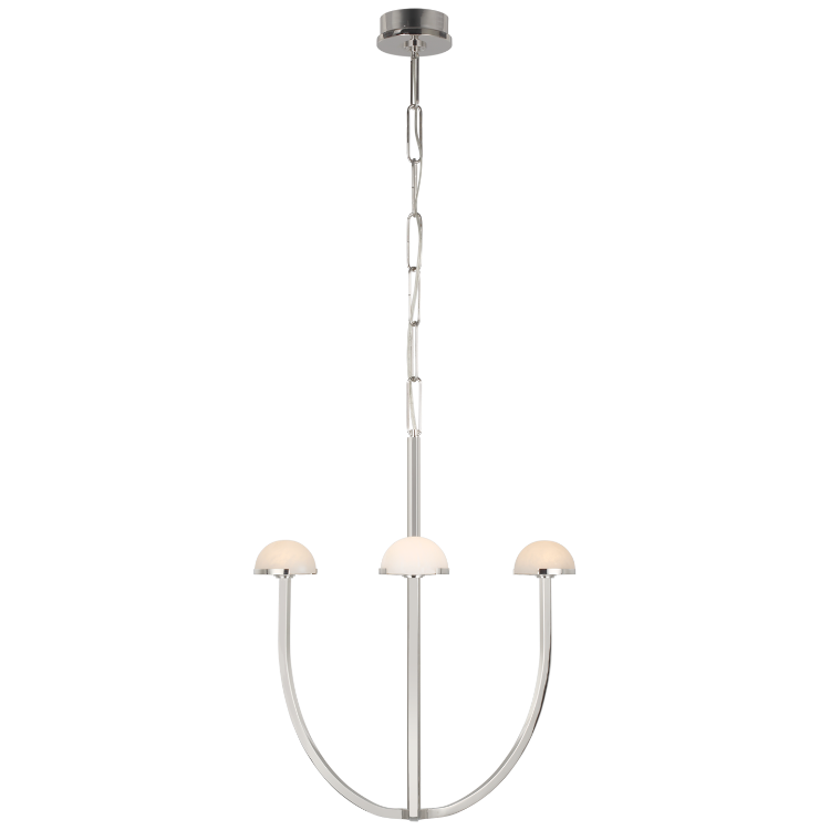 Picture of Pedra Medium Chandelier in Polished Nickel with Alabaster