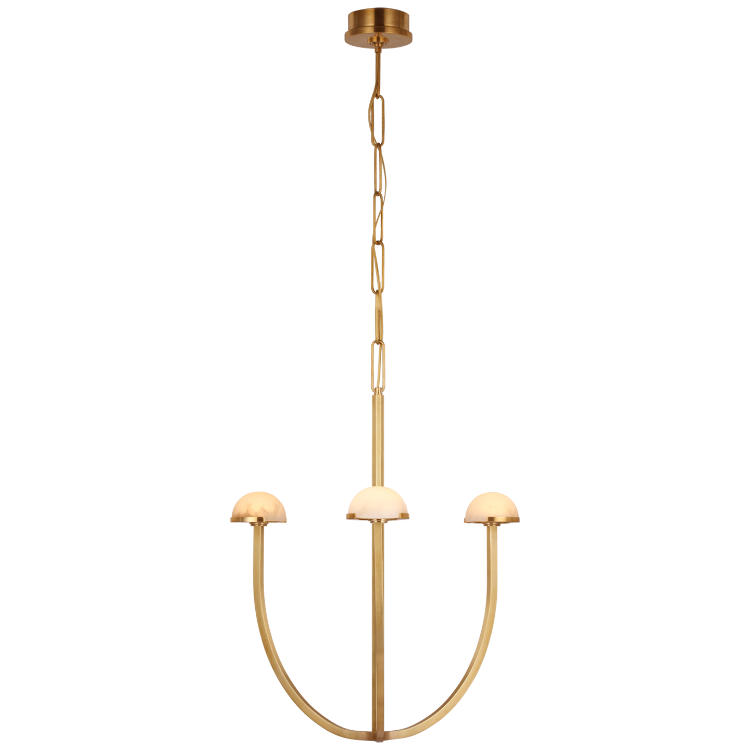 Picture of Pedra Medium Chandelier in Antique-Burnished Brass with Alabaster