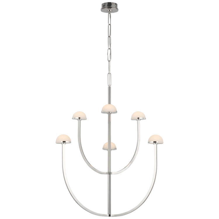 Picture of Pedra Large Two-Tier Chandelier in Polished Nickel with Alabaster