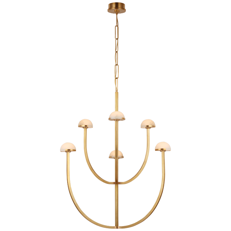 Picture of Pedra Large Two-Tier Chandelier in Antique-Burnished Brass with Alabaster