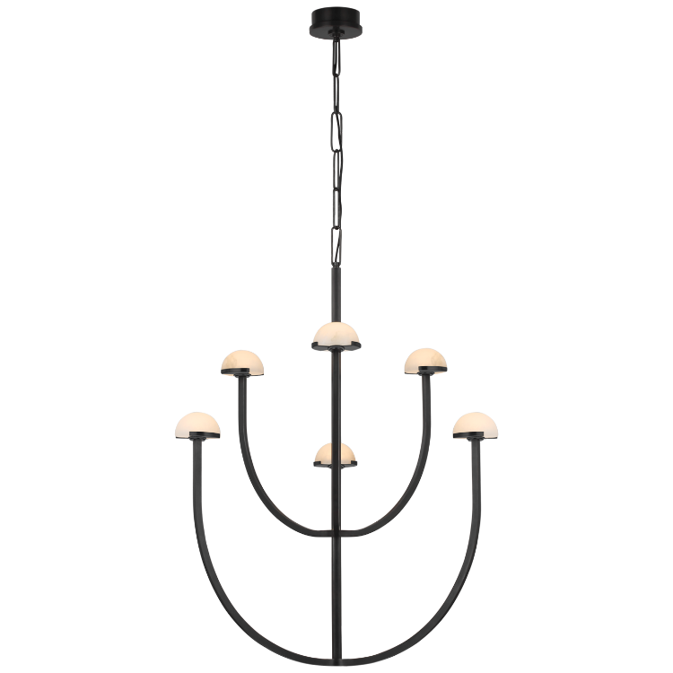 Picture of Pedra Large Two-Tier Chandelier in Bronze with Alabaster