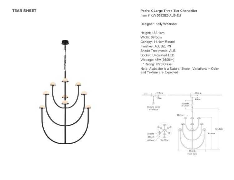 Picture of Pedra X-Large Three-Tier Chandelier in Bronze with Alabaster