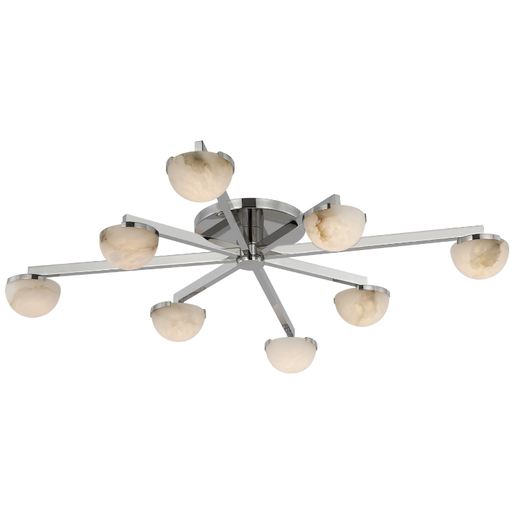 Picture of Pedra Large Staggered Arm Flush Mount in Polished Nickel with Alabaster