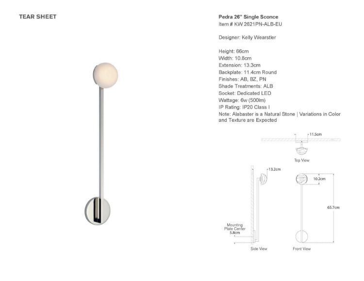 Picture of Pedra 26" Single Sconce in Polished Nickel with Alabaster