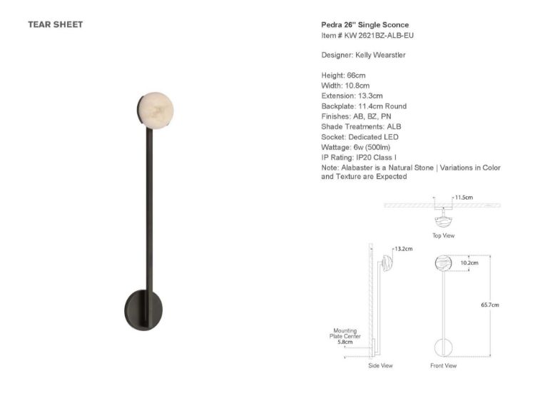 Picture of Pedra 26" Single Sconce in Bronze with Alabaster