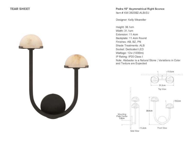 Picture of Pedra 15" Asymmetrical Right Sconce in Bronze with Alabaster