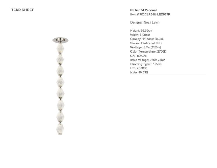 Picture of Collier 24 Pendant in Polished Nickel 2700K