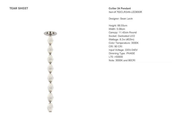 Picture of Collier 24 Pendant in Polished Nickel 3000K