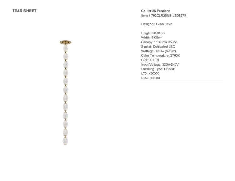 Picture of Collier 36 Pendant in Natural Brass 2700K