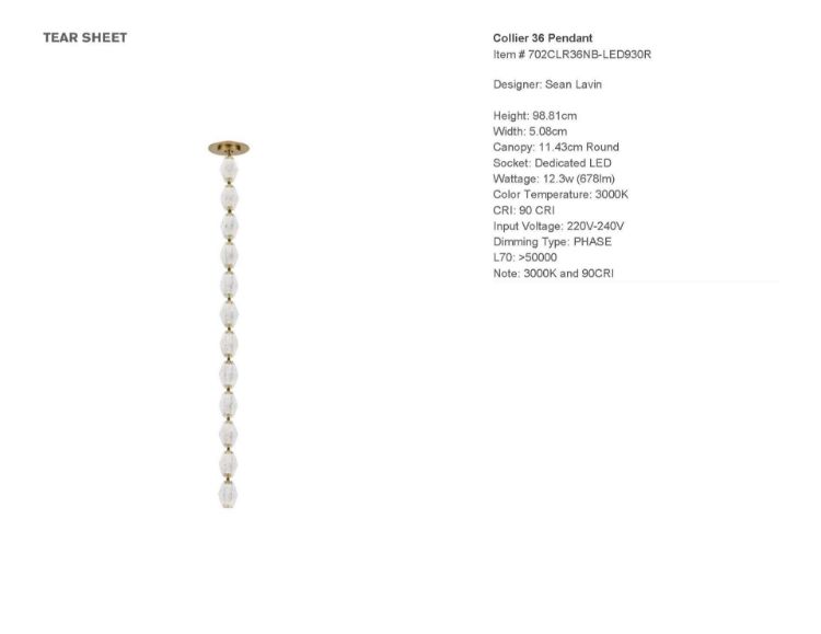 Picture of Collier 36 Pendant in Natural Brass 3000K