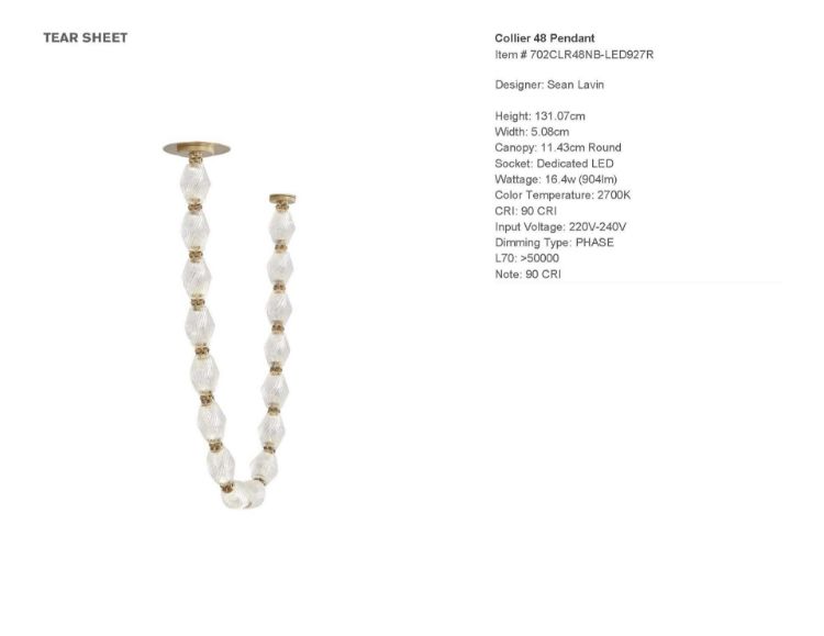Picture of Collier 48 Pendant in Natural Brass 2700K