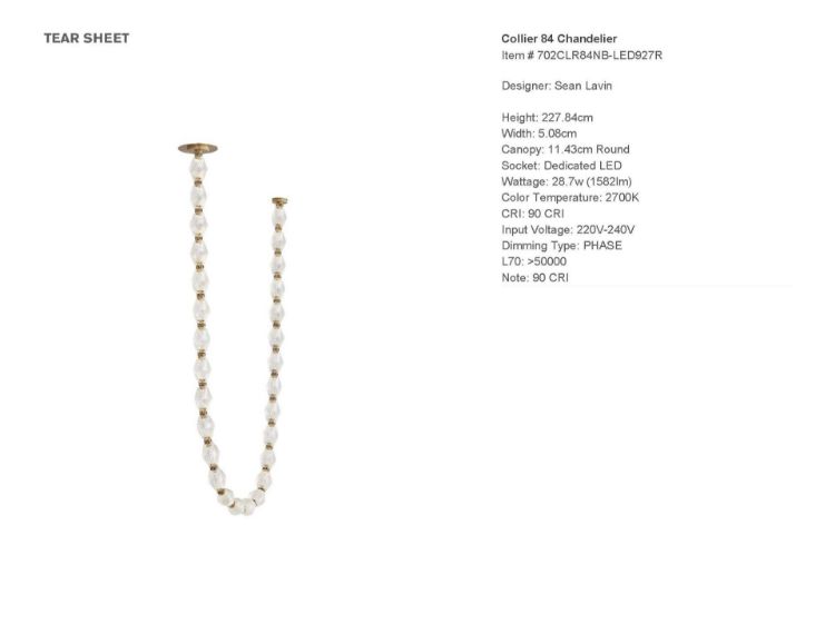 Picture of Collier 84 Chandelier in Natural Brass 2700K