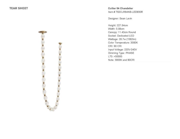 Picture of Collier 84 Chandelier in Natural Brass 3000K