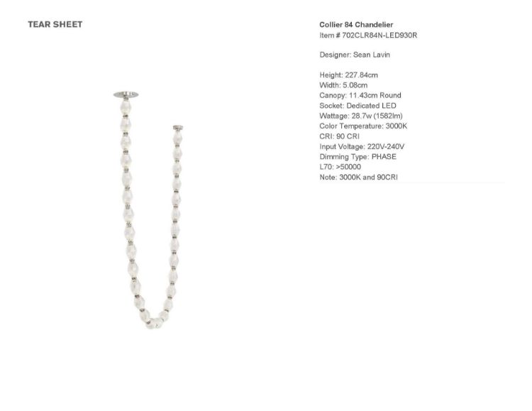 Picture of Collier 84 Chandelier in Polished Nickel 3000K