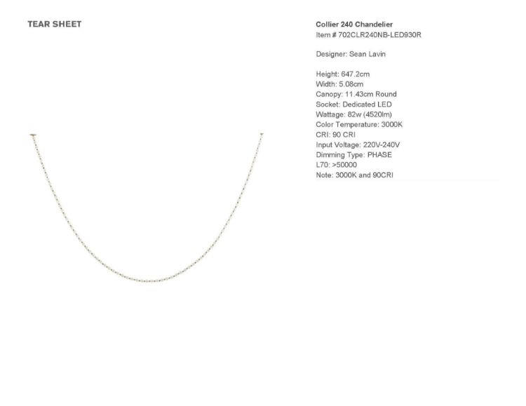Picture of Collier 240 Chandelier in Natural Brass 3000K