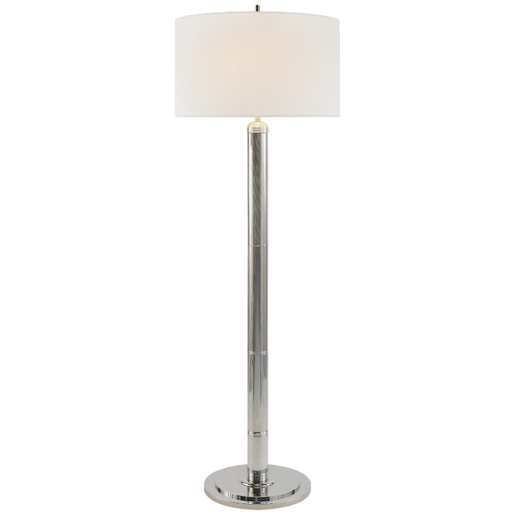 Picture of Longacre Floor Lamp in Polished Nickel with Linen Shade