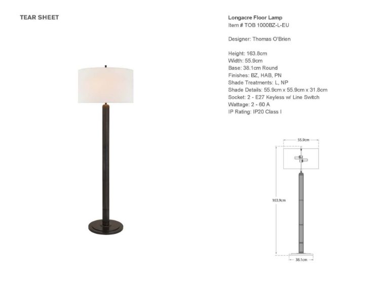 Picture of Longacre Floor Lamp in Bronze with Linen Shade